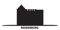 Germany, Regensburg city skyline isolated vector illustration. Germany, Regensburg travel black cityscape