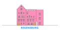 Germany, Regensburg line cityscape, flat vector. Travel city landmark, oultine illustration, line world icons