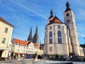 Germany Regensburg Neupfarrplatz a historical landmark along Rhine river and Danube river