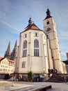 Germany Regensburg Neupfarrplatz a historical landmark along Rhine river and Danube river