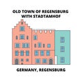 Germany, Regensburg, Old Town Stadtamhof line icon concept. Germany, Regensburg, Old Town Stadtamhof flat vector sign