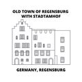 Germany, Regensburg, Old Town Stadtamhof line icon concept. Germany, Regensburg, Old Town Stadtamhof linear vector sign