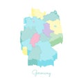 Germany region map: colorful isometric top view.