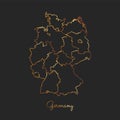 Germany region map: golden gradient outline on.