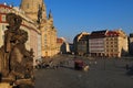 Germany: Restored Woman Church and Barock-Houses at Neumarkt in Dresden city