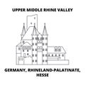 Germany, Rhineland-Palatinate, Hesse, Upper Middle Rhine Valley line icon concept. Germany, Rhineland-Palatinate, Hesse