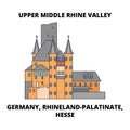 Germany, Rhineland-Palatinate, Hesse, Upper Middle Rhine Valley line icon concept. Germany, Rhineland-Palatinate, Hesse