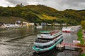 Germany - Riverboats Beneath the Castle - Bernkastel Kues Royalty Free Stock Photo