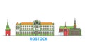 Germany, Rostock line cityscape, flat vector. Travel city landmark, oultine illustration, line world icons