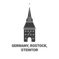 Germany, Rostock, Steintor travel landmark vector illustration Royalty Free Stock Photo