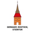 Germany, Rostock, Steintor travel landmark vector illustration Royalty Free Stock Photo