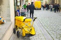 Germany, Rothenburg, fairy tale town, old street, postman car