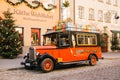 Germany, Rothenburg ob der Tauber, December 30, 2017: Decorated in a Christmas style car next to a toy store. Kathe