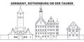 Germany, Rothenburg Ob Der Tauber line skyline vector illustration. Germany, Rothenburg Ob Der Tauber linear cityscape