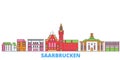 Germany, Saarbrucken line cityscape, flat vector. Travel city landmark, oultine illustration, line world icons