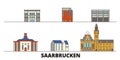 Germany, Saarbrucken flat landmarks vector illustration. Germany, Saarbrucken line city with famous travel sights