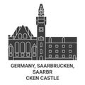Germany, Saarbrucken, Saarbrcken Castle travel landmark vector illustration