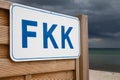 Germany, Schleswig-Holstein, Baltic Sea, Sign FKK at beach