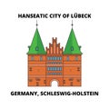 Germany, Schleswig-Holstein, Hanseatic City Of Lubeck line icon concept. Germany, Schleswig-Holstein, Hanseatic City O Royalty Free Stock Photo