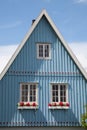 Germany, Schleswig-Holstein, House, blue facade, gable