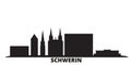 Germany, Schwerin city skyline isolated vector illustration. Germany, Schwerin travel black cityscape