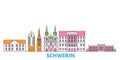 Germany, Schwerin line cityscape, flat vector. Travel city landmark, oultine illustration, line world icons