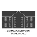 Germany, Schwerin, Marktplatz travel landmark vector illustration