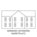 Germany, Schwerin, Marktplatz travel landmark vector illustration