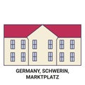 Germany, Schwerin, Marktplatz travel landmark vector illustration