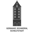 Germany, Schwerin, Schelfstadt travel landmark vector illustration