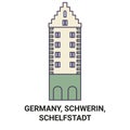 Germany, Schwerin, Schelfstadt travel landmark vector illustration