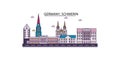 Germany, Schwerin tourism landmarks, vector city travel illustration