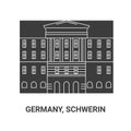 Germany, Schwerin travel landmark vector illustration