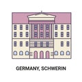 Germany, Schwerin travel landmark vector illustration