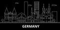 Germany silhouette skyline. Germany vector city, german linear architecture, buildingtravel illustration, outline