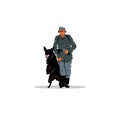 Germany soldier with dog. Vector Illustration.