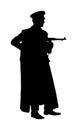 Germany soldier with rifle silhouette illustration. Occupier officer in battle. WW2 warrior in occupied Europe. Second war.