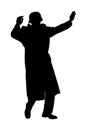 Germany soldier surrender with raised hands in height vector silhouette.