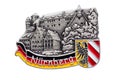 Germany souvenir refrigerator magnet Nuremberg Nurnberg Emblem isolated on white. Refrigerator magnets are popular souvenirs