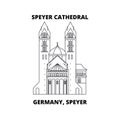 Germany, Speyer, Speyer Cathedral line icon concept. Germany, Speyer, Speyer Cathedral linear vector sign, symbol