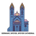 Germany, Speyer, Speyer Cathedral travel landmark vector illustration