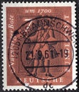 Germany stamp circa 1961: a stamp printed in Germany shows Messenger Nuremberg, 18th Century, Issued to publicize the Royalty Free Stock Photo