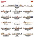 Germany state capitals cities skylines. Vector detailed illustration