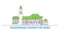 Germany, Steingaden, Pilgrimage Church Of Wies line cityscape, flat vector. Travel city landmark, oultine illustration