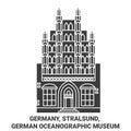 Germany, Stralsund, German Oceanographic Museum travel landmark vector illustration