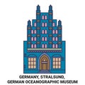 Germany, Stralsund, German Oceanographic Museum travel landmark vector illustration