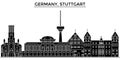 Germany, Stuttgart architecture vector city skyline, travel cityscape with landmarks, buildings, isolated sights on