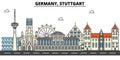 Germany, Stuttgart. City skyline architecture . Editable