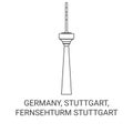 Germany, Stuttgart, Fernsehturm Stuttgart travel landmark vector illustration