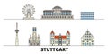 Germany, Stuttgart flat landmarks vector illustration. Germany, Stuttgart line city with famous travel sights, skyline